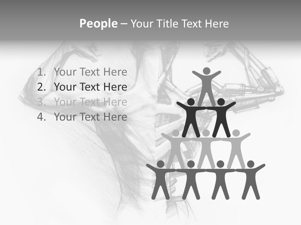 Pencil's Sketch Of The Cyborg PowerPoint Template