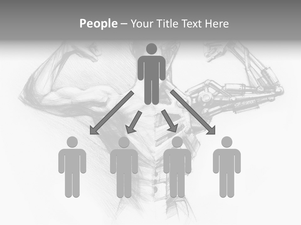 Pencil's Sketch Of The Cyborg PowerPoint Template