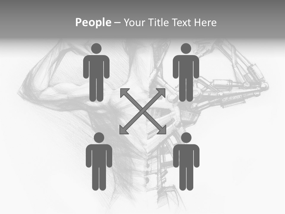 Pencil's Sketch Of The Cyborg PowerPoint Template