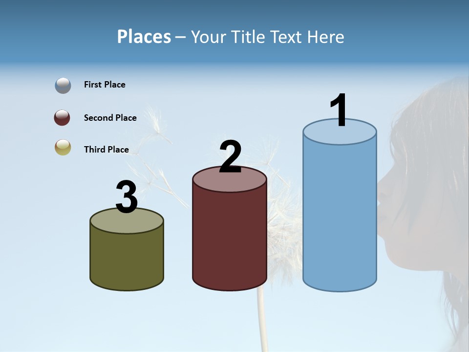 Little Girl Blows On A Seedy Pod Plant As Seeds Drift Off. PowerPoint Template