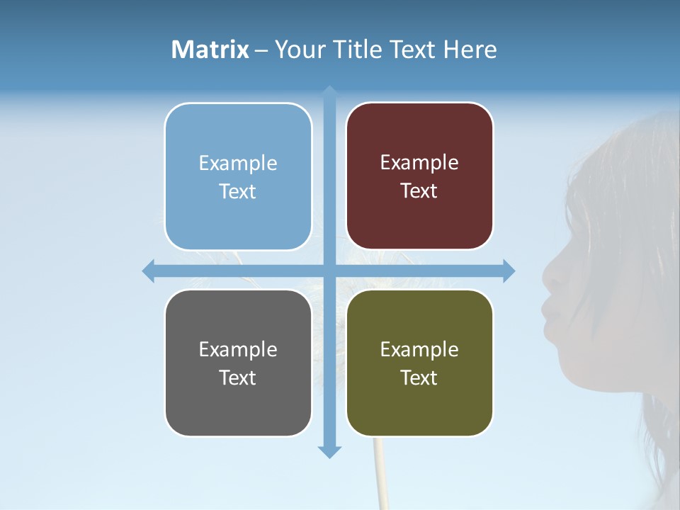 Little Girl Blows On A Seedy Pod Plant As Seeds Drift Off. PowerPoint Template