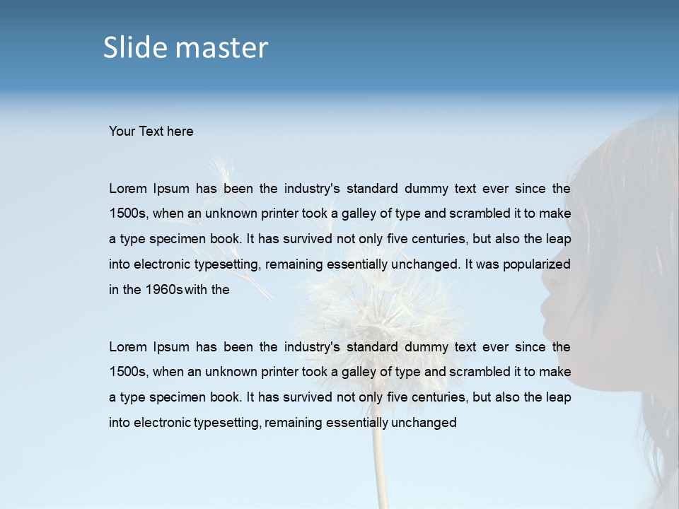 Little Girl Blows On A Seedy Pod Plant As Seeds Drift Off. PowerPoint Template