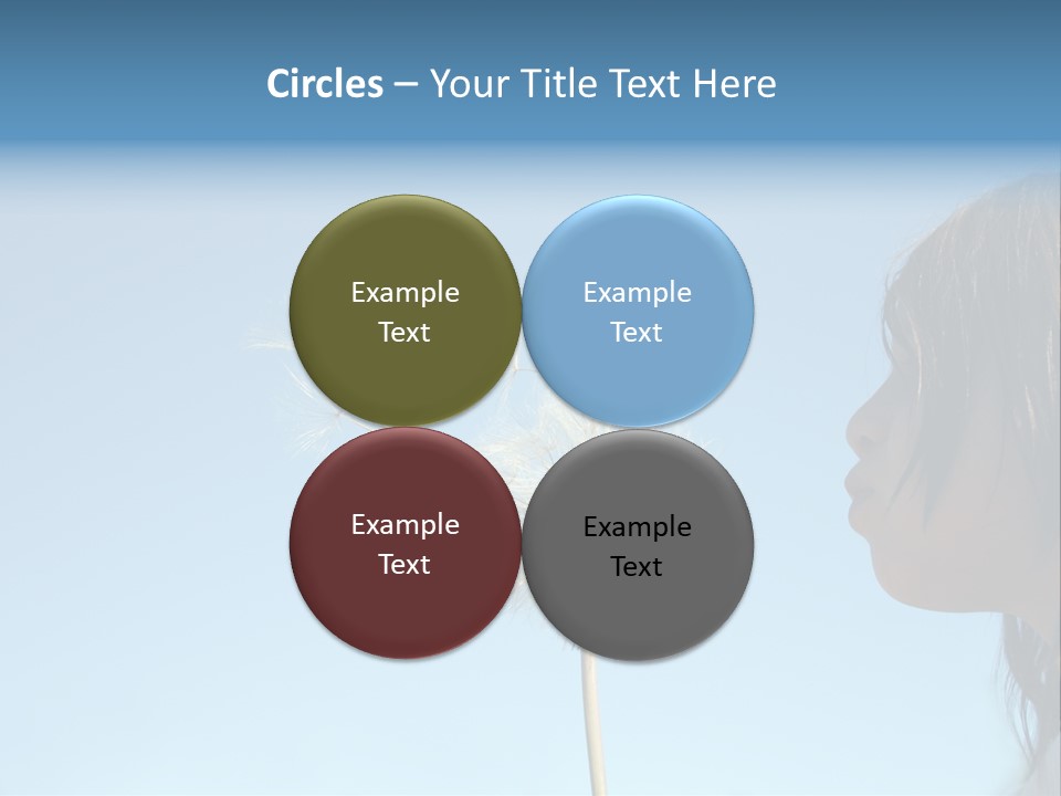 Little Girl Blows On A Seedy Pod Plant As Seeds Drift Off. PowerPoint Template