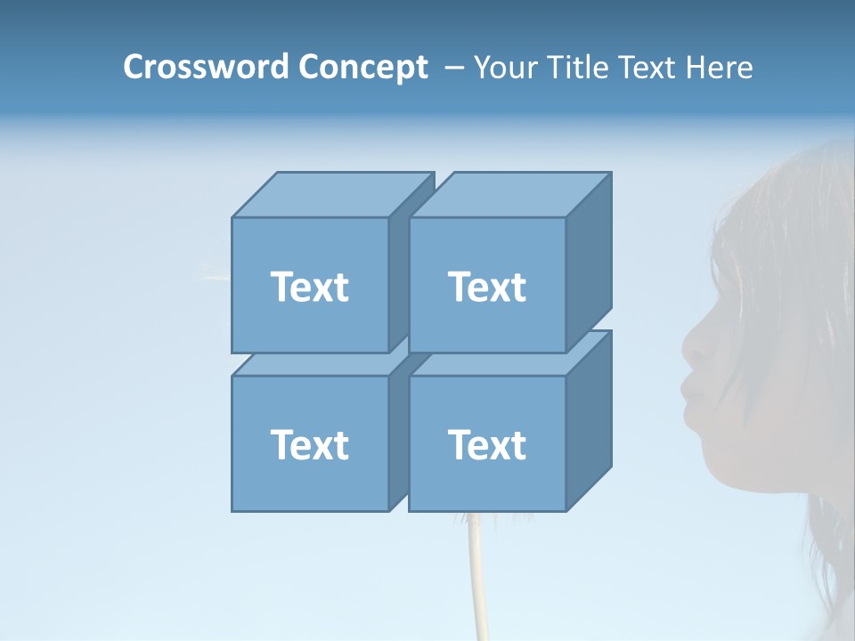Little Girl Blows On A Seedy Pod Plant As Seeds Drift Off. PowerPoint Template