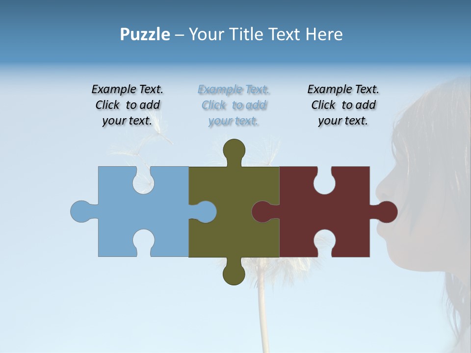 Little Girl Blows On A Seedy Pod Plant As Seeds Drift Off. PowerPoint Template