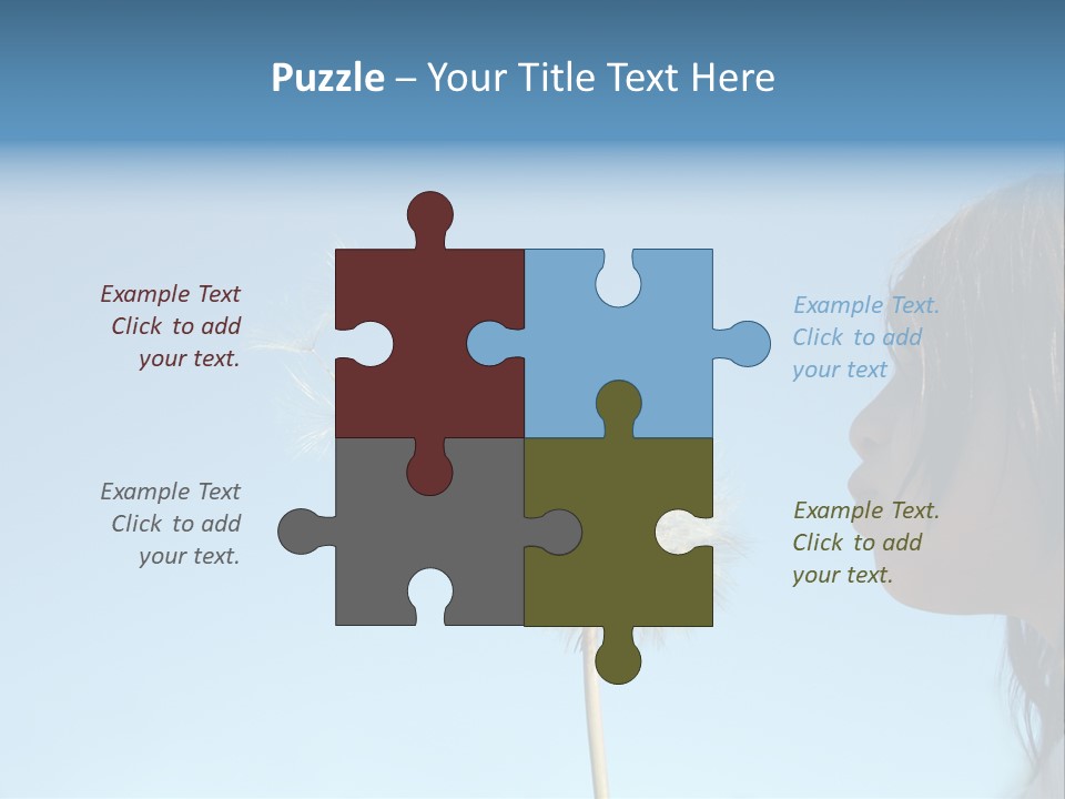 Little Girl Blows On A Seedy Pod Plant As Seeds Drift Off. PowerPoint Template