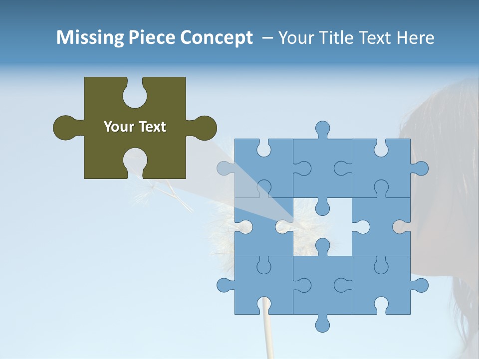 Little Girl Blows On A Seedy Pod Plant As Seeds Drift Off. PowerPoint Template