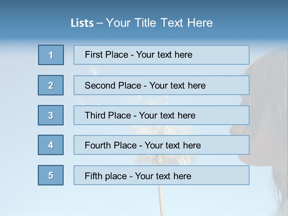 Little Girl Blows On A Seedy Pod Plant As Seeds Drift Off. PowerPoint Template