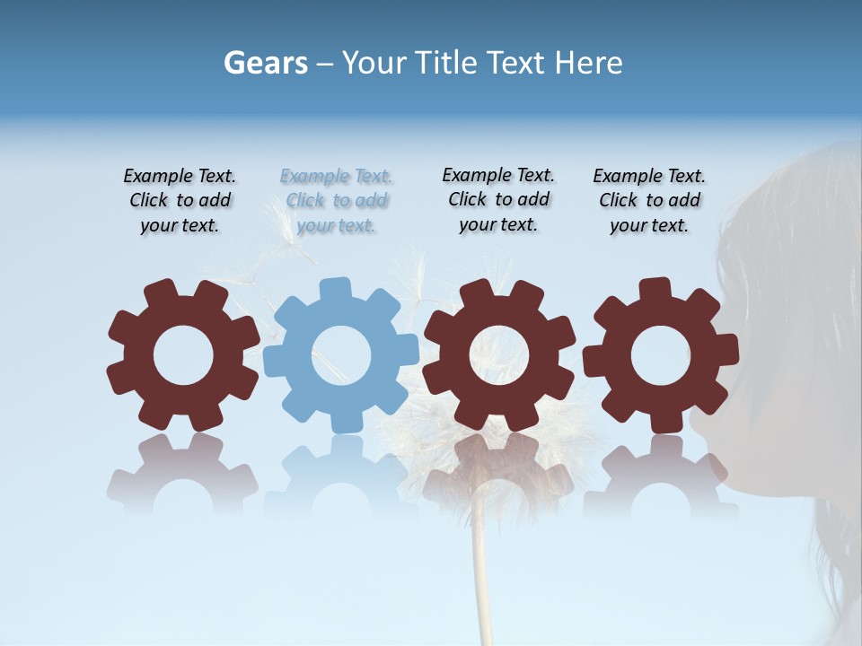 Little Girl Blows On A Seedy Pod Plant As Seeds Drift Off. PowerPoint Template