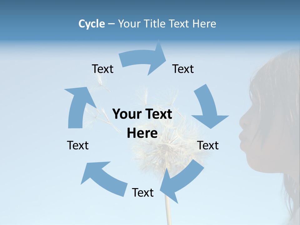 Little Girl Blows On A Seedy Pod Plant As Seeds Drift Off. PowerPoint Template