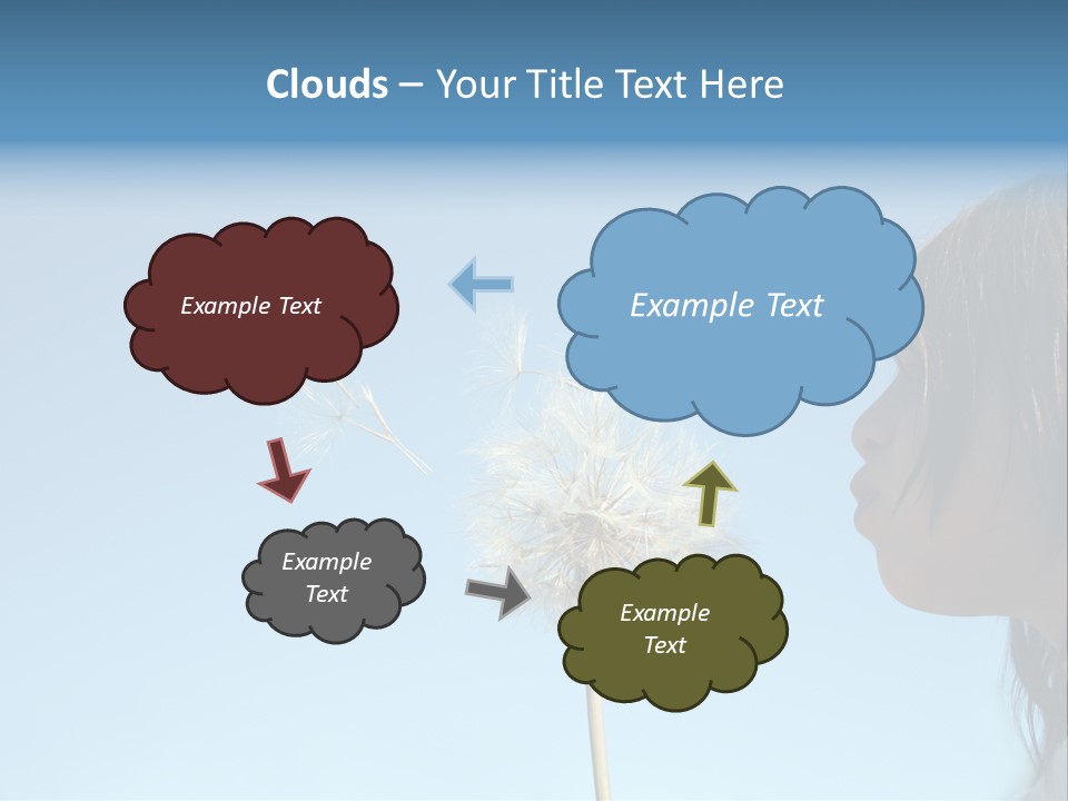 Little Girl Blows On A Seedy Pod Plant As Seeds Drift Off. PowerPoint Template