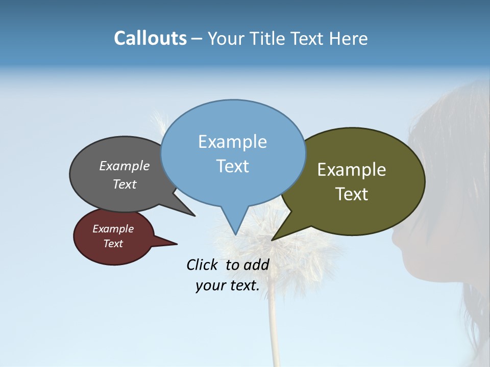 Little Girl Blows On A Seedy Pod Plant As Seeds Drift Off. PowerPoint Template