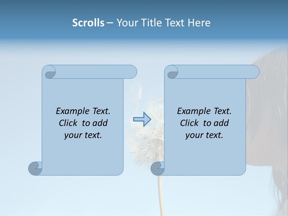 Little Girl Blows On A Seedy Pod Plant As Seeds Drift Off. PowerPoint Template
