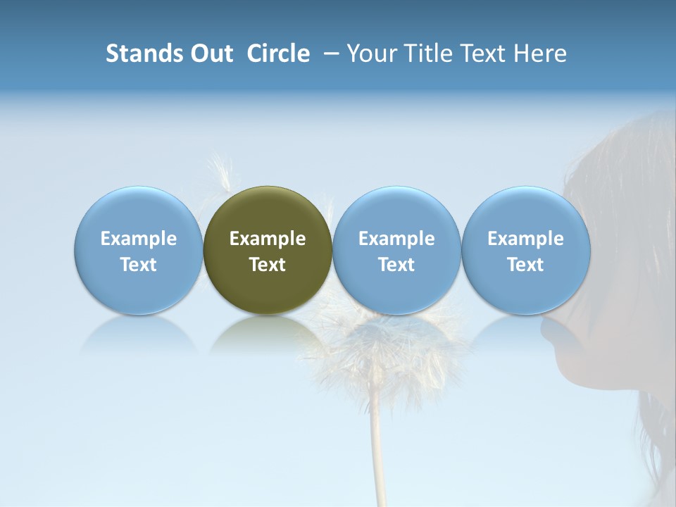 Little Girl Blows On A Seedy Pod Plant As Seeds Drift Off. PowerPoint Template