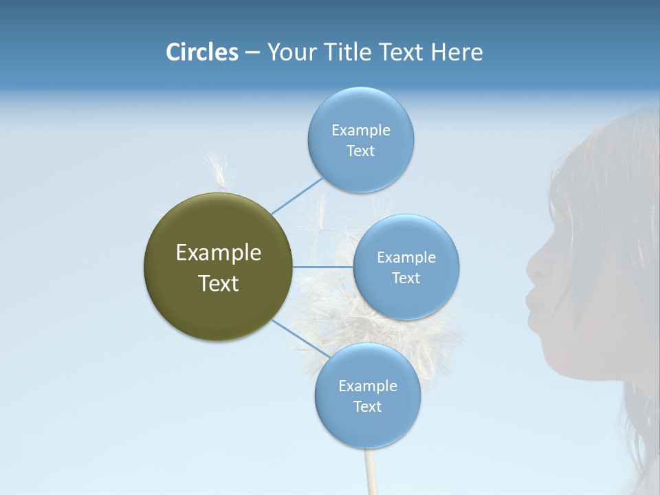 Little Girl Blows On A Seedy Pod Plant As Seeds Drift Off. PowerPoint Template