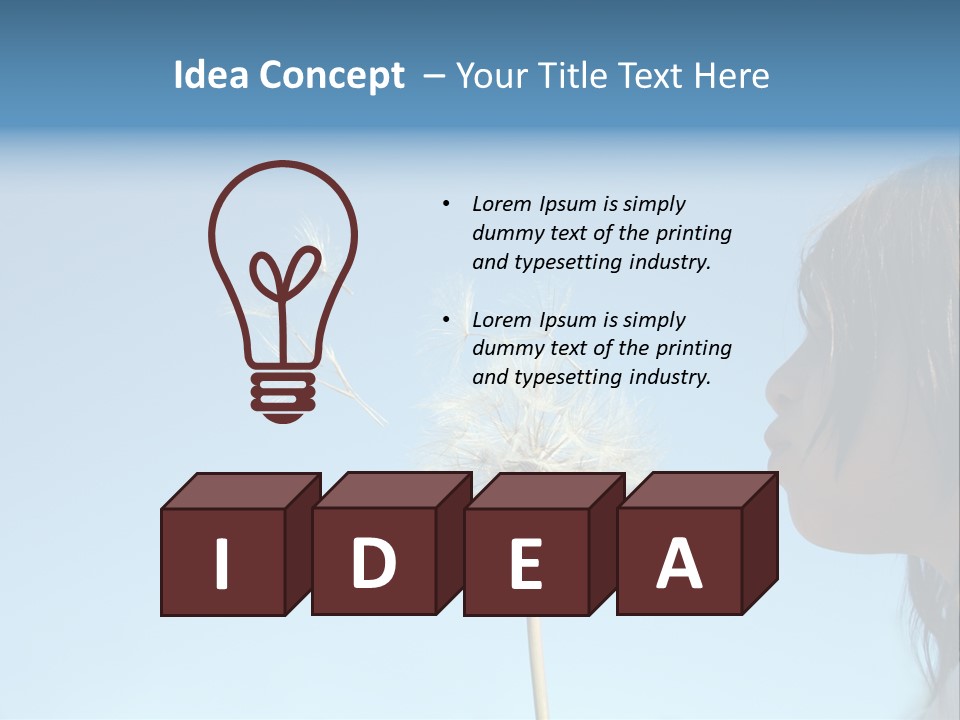 Little Girl Blows On A Seedy Pod Plant As Seeds Drift Off. PowerPoint Template