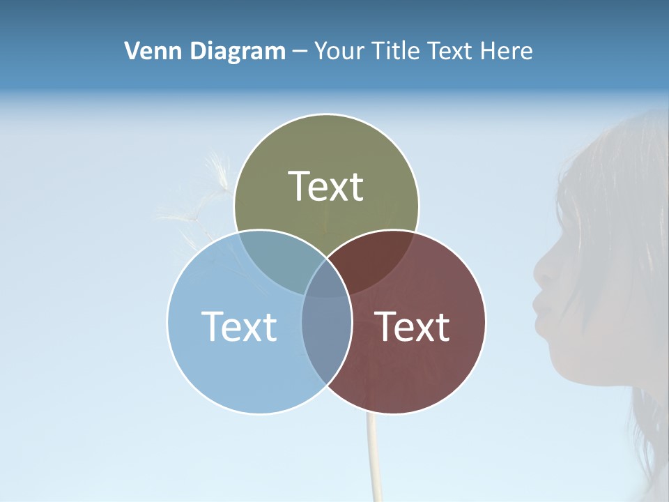 Little Girl Blows On A Seedy Pod Plant As Seeds Drift Off. PowerPoint Template