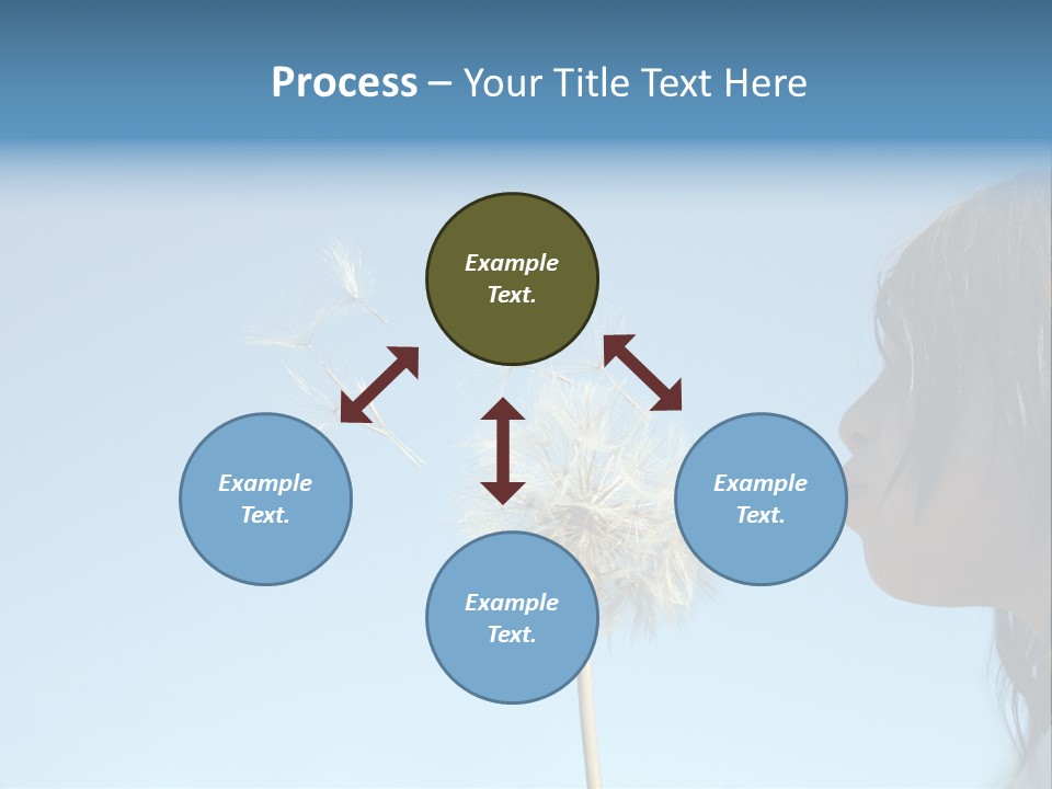 Little Girl Blows On A Seedy Pod Plant As Seeds Drift Off. PowerPoint Template