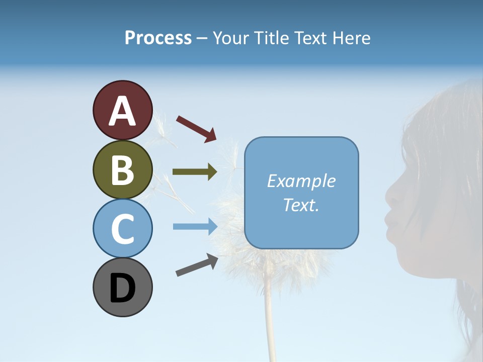 Little Girl Blows On A Seedy Pod Plant As Seeds Drift Off. PowerPoint Template