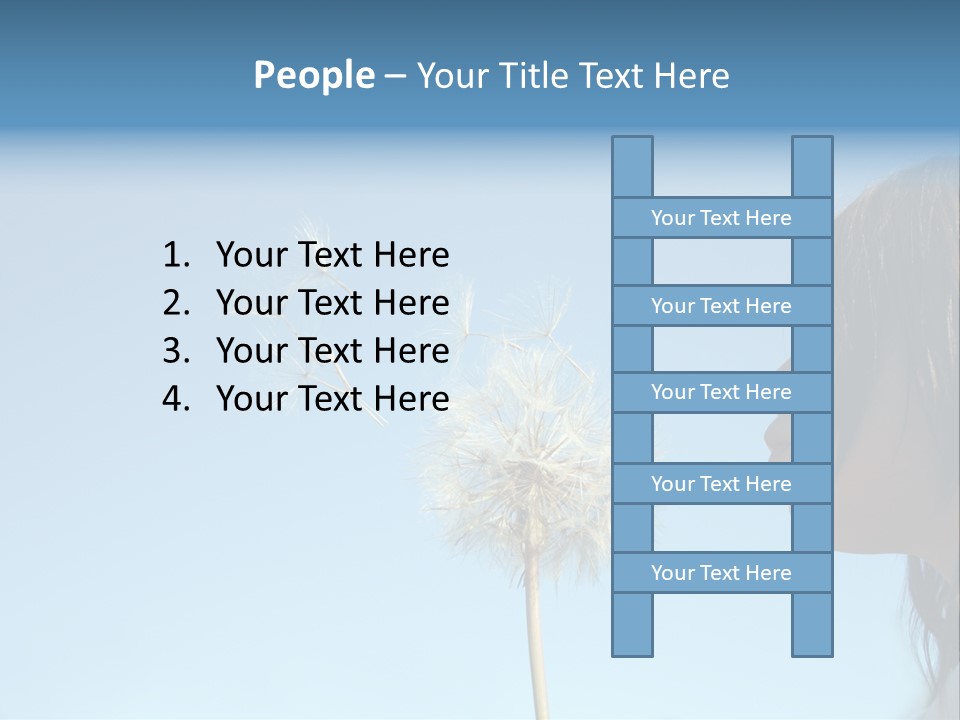 Little Girl Blows On A Seedy Pod Plant As Seeds Drift Off. PowerPoint Template