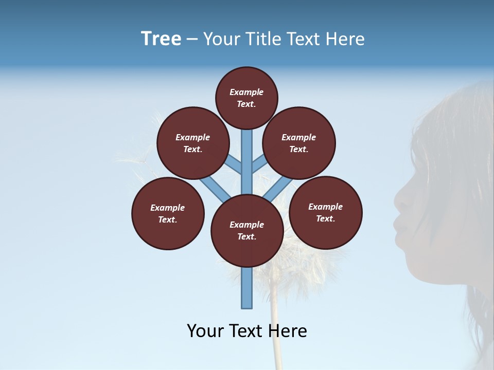 Little Girl Blows On A Seedy Pod Plant As Seeds Drift Off. PowerPoint Template