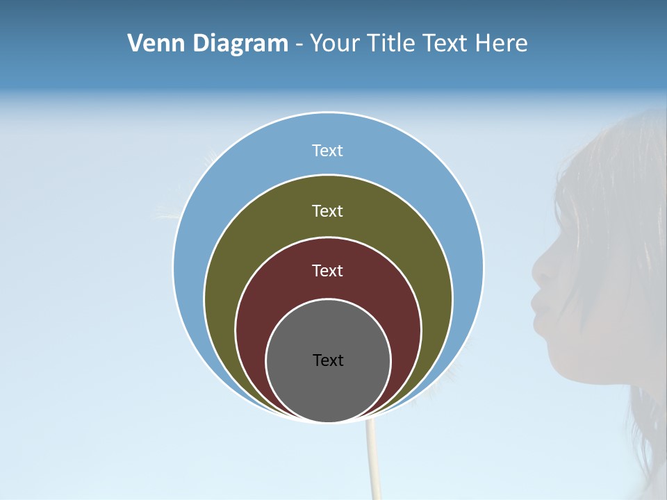 Little Girl Blows On A Seedy Pod Plant As Seeds Drift Off. PowerPoint Template