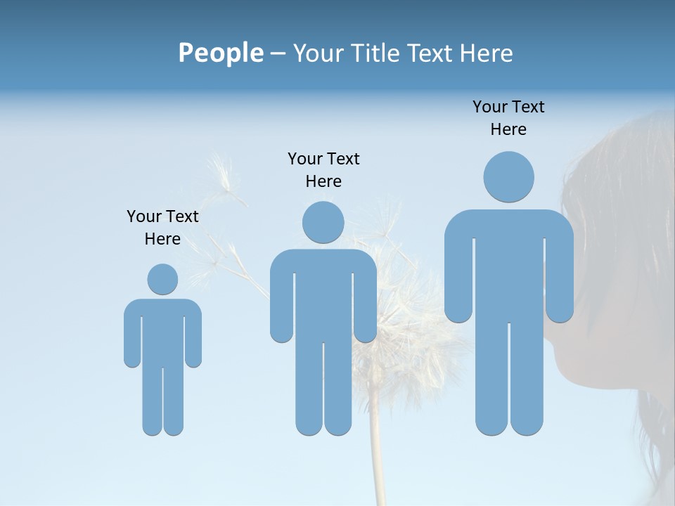 Little Girl Blows On A Seedy Pod Plant As Seeds Drift Off. PowerPoint Template