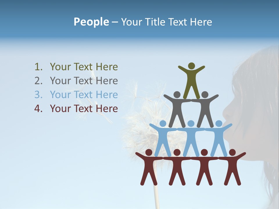 Little Girl Blows On A Seedy Pod Plant As Seeds Drift Off. PowerPoint Template