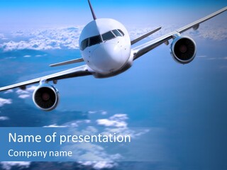 Airplane Above The Clouds, PowerPoint Template