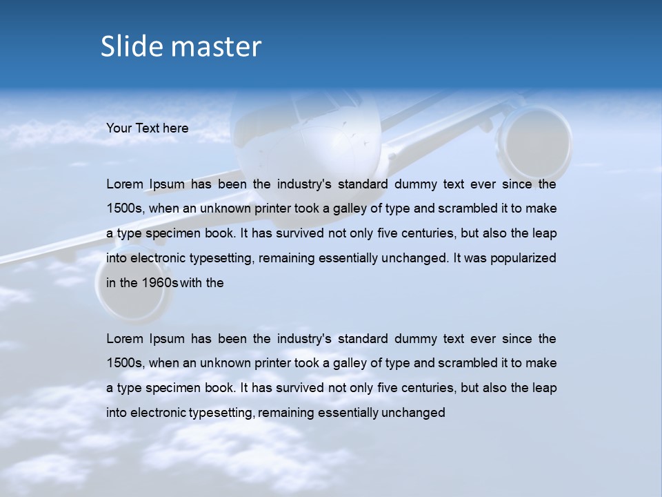 Airplane Above The Clouds, PowerPoint Template