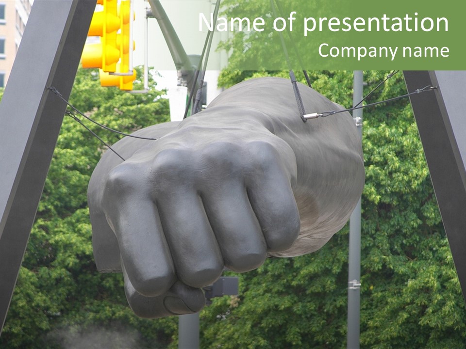 Joe Louis Fist - Detroit Monument Close Up PowerPoint Template