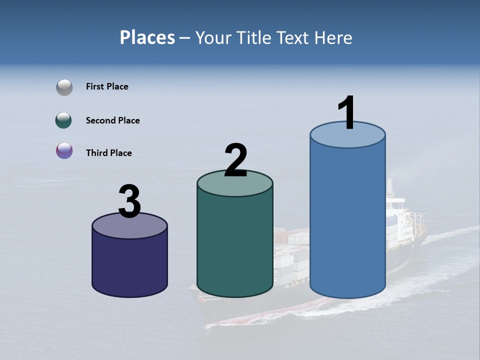 Ship With Containers Aerial View In San Francisco PowerPoint Template