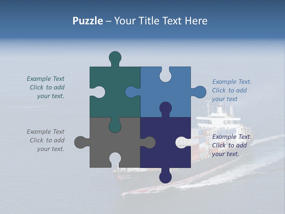 Ship With Containers Aerial View In San Francisco PowerPoint Template