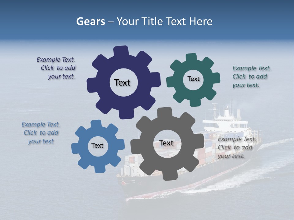 Ship With Containers Aerial View In San Francisco PowerPoint Template