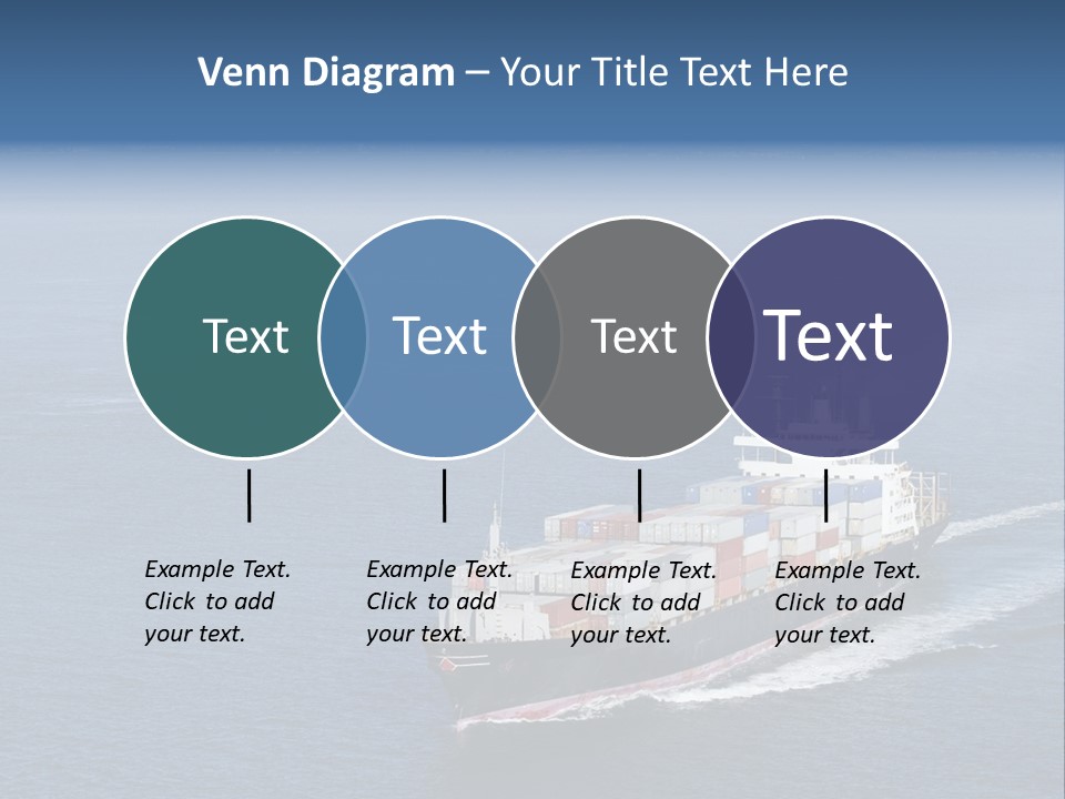 Ship With Containers Aerial View In San Francisco PowerPoint Template