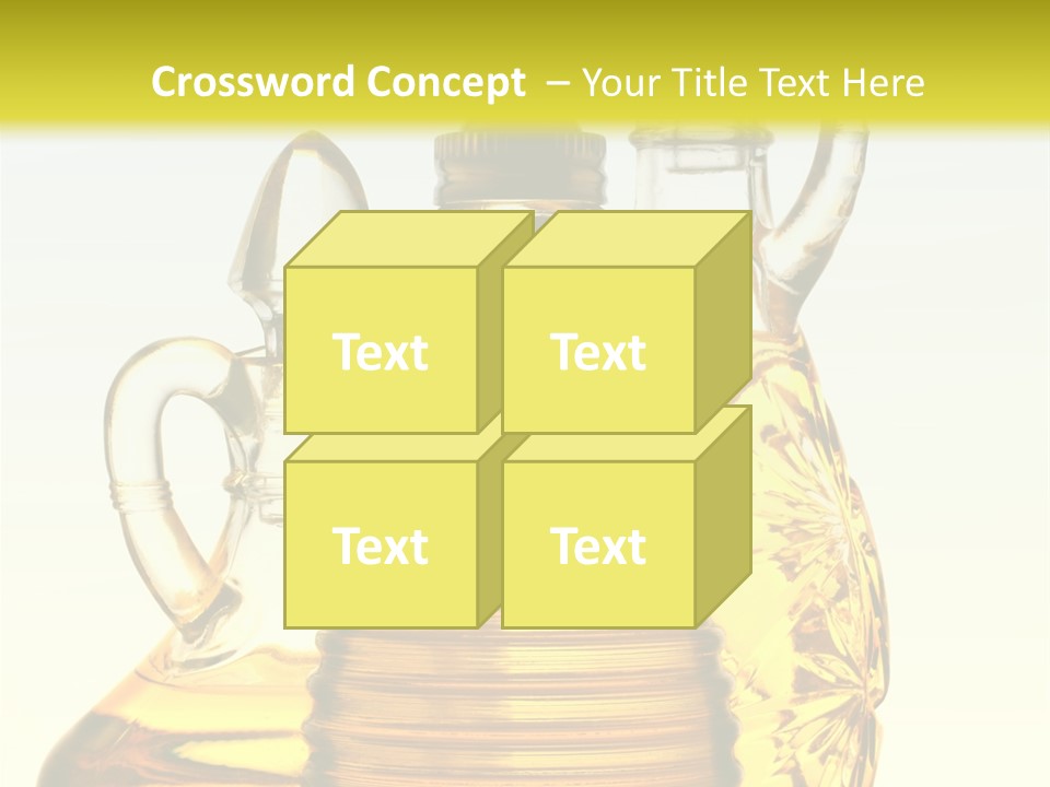 Three Olive Oil Bottles On Blue Background . PowerPoint Template