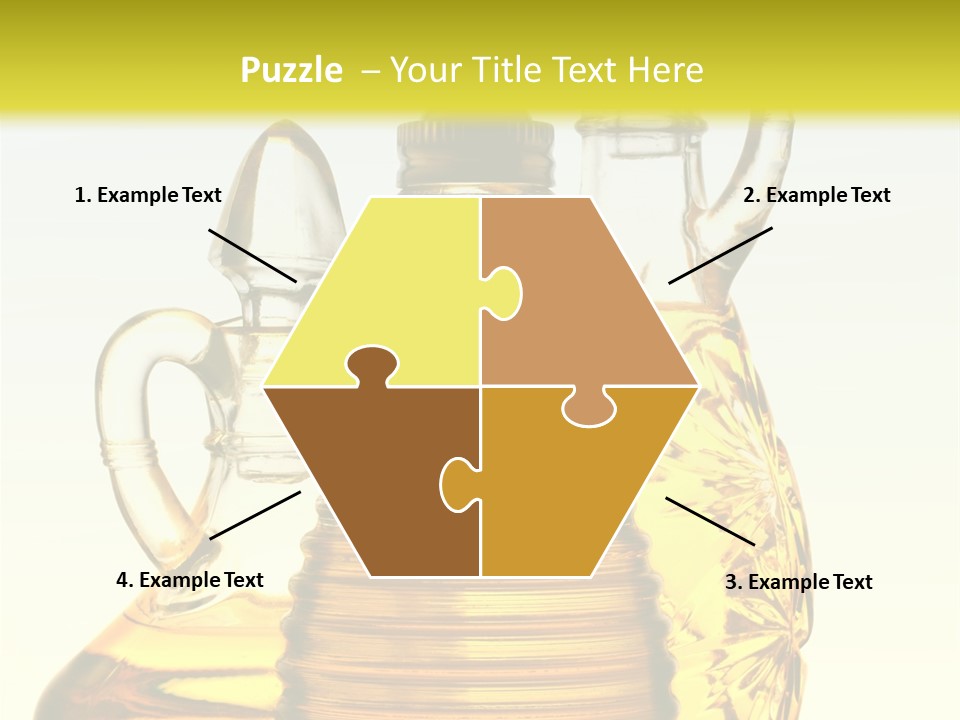 Three Olive Oil Bottles On Blue Background . PowerPoint Template