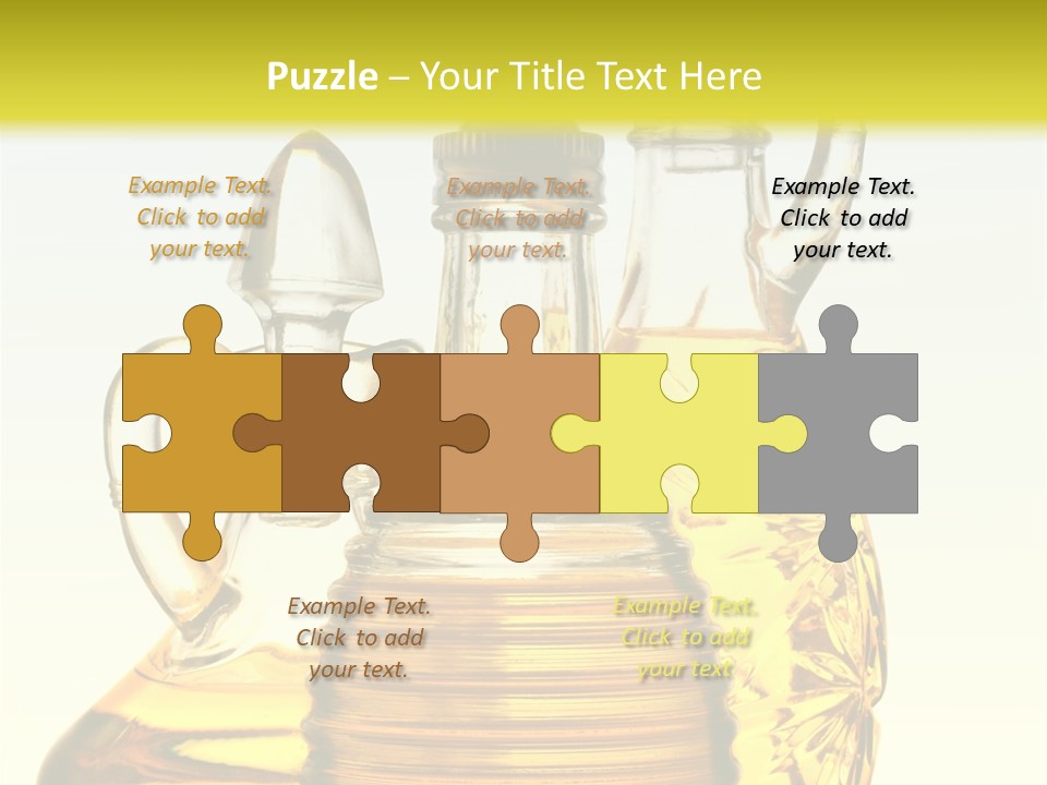 Three Olive Oil Bottles On Blue Background . PowerPoint Template