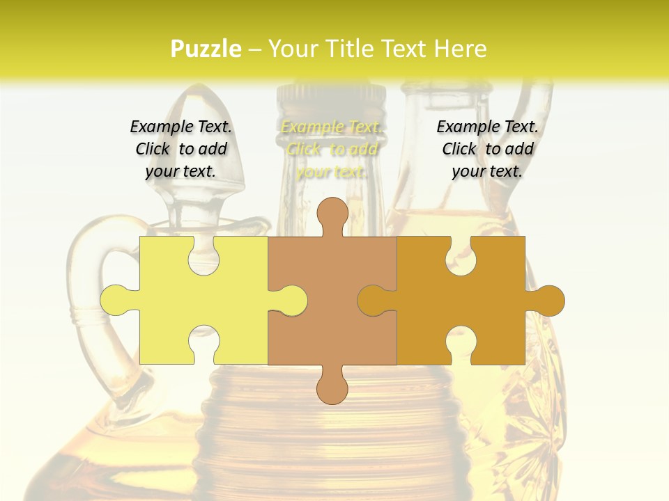 Three Olive Oil Bottles On Blue Background . PowerPoint Template