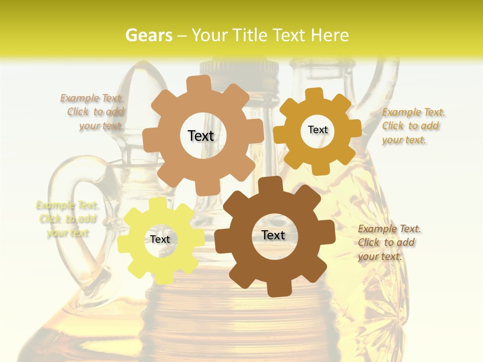 Three Olive Oil Bottles On Blue Background . PowerPoint Template