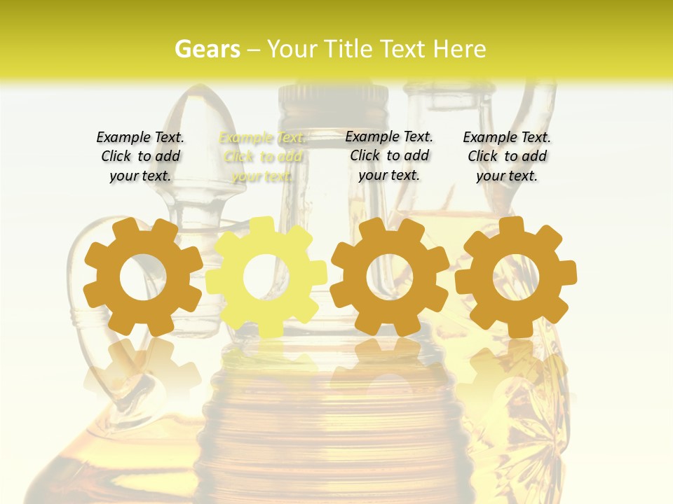 Three Olive Oil Bottles On Blue Background . PowerPoint Template