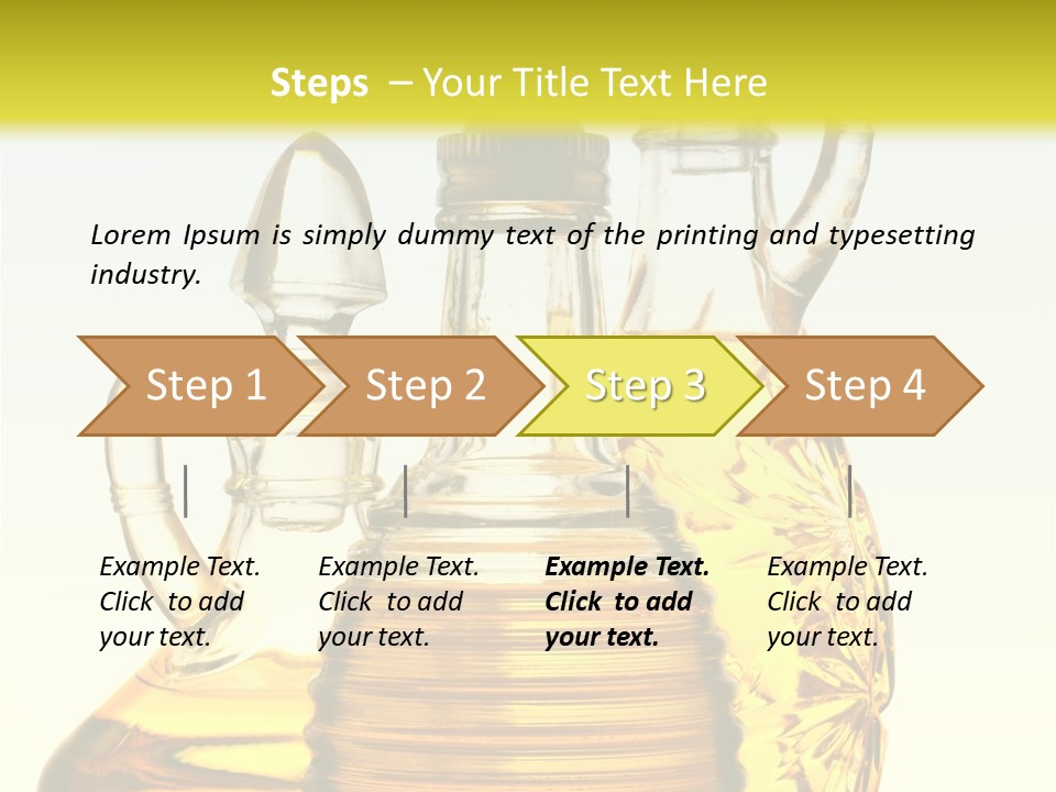 Three Olive Oil Bottles On Blue Background . PowerPoint Template