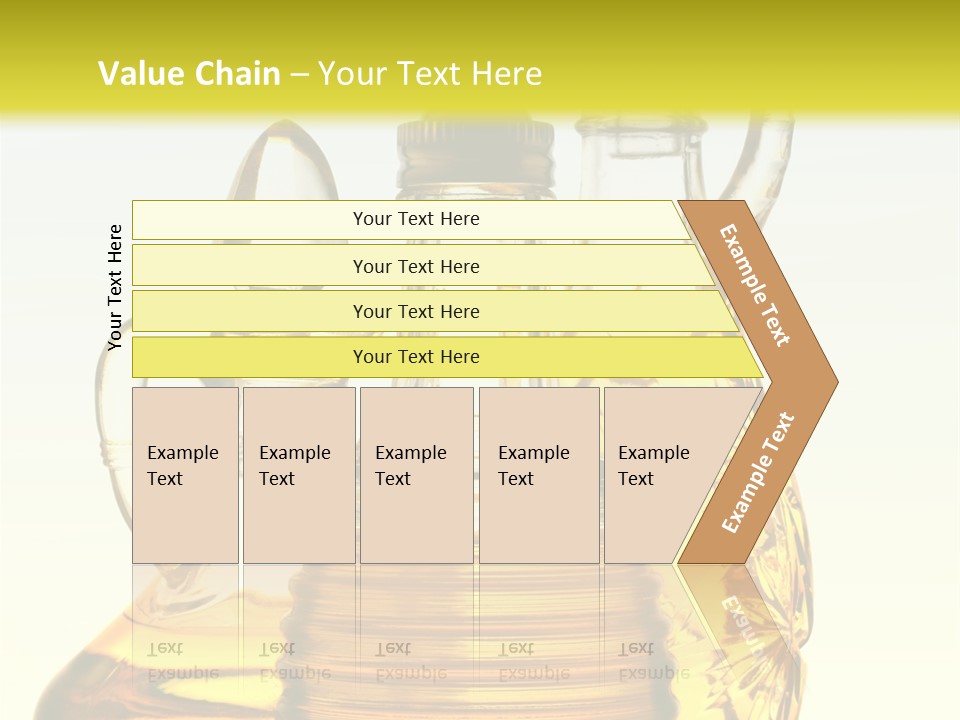 Three Olive Oil Bottles On Blue Background . PowerPoint Template
