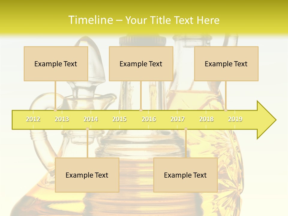 Three Olive Oil Bottles On Blue Background . PowerPoint Template