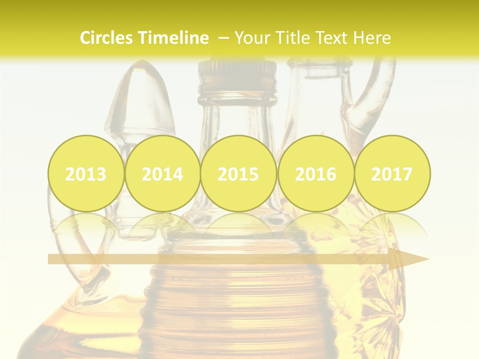 Three Olive Oil Bottles On Blue Background . PowerPoint Template