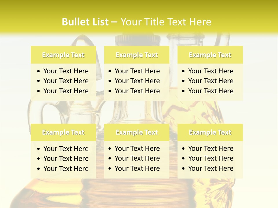 Three Olive Oil Bottles On Blue Background . PowerPoint Template