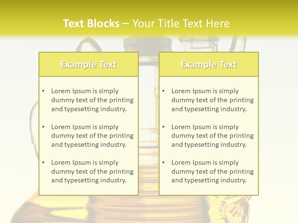 Three Olive Oil Bottles On Blue Background . PowerPoint Template