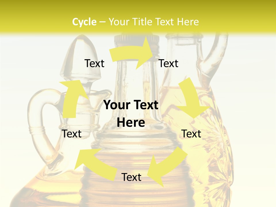 Three Olive Oil Bottles On Blue Background . PowerPoint Template