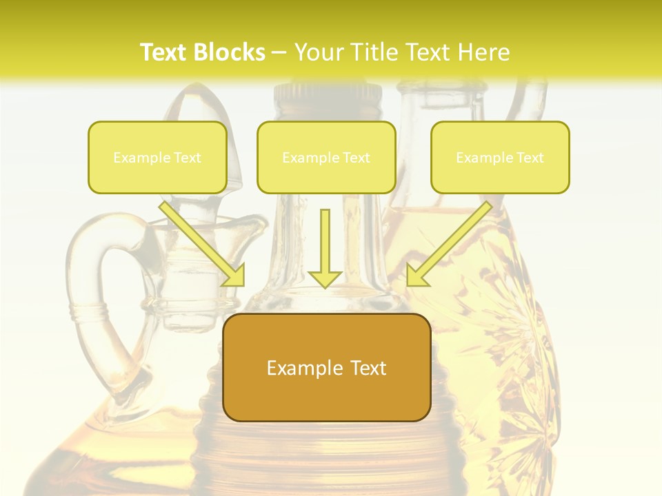 Three Olive Oil Bottles On Blue Background . PowerPoint Template