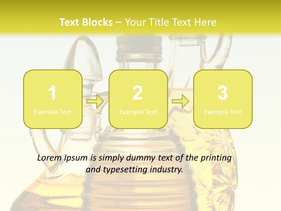 Three Olive Oil Bottles On Blue Background . PowerPoint Template